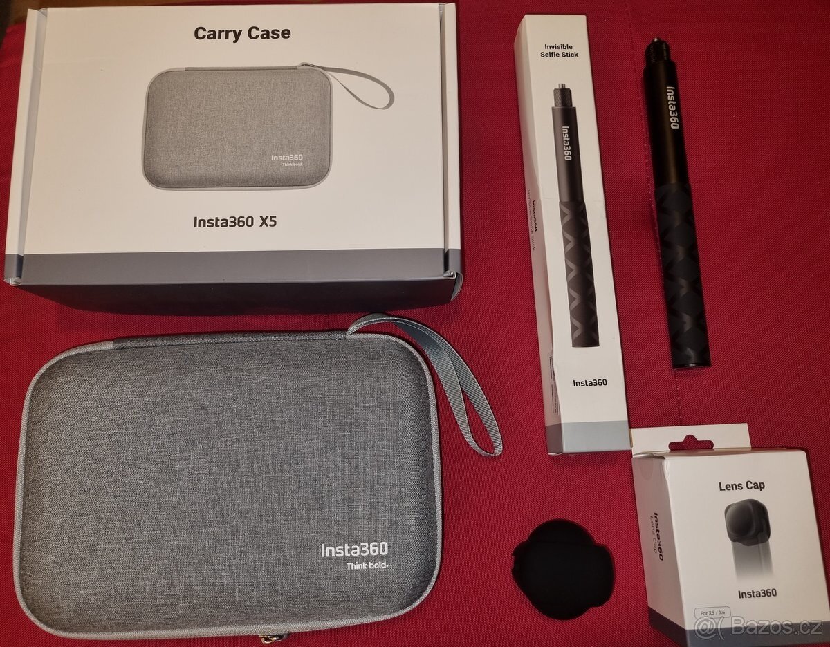 Insta360 X5 příslušenství – selfie tyč, pouzdro, kryt čoček