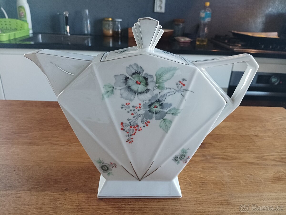 PORCELÁNOVÁ KONVICE VICTORIA - ČESKÉ ART DECO -VÝVOZ FRANCIE