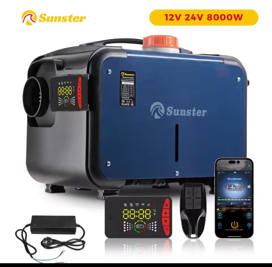 Naftové topení 5-8kW, 12/24/230V, auto start/stop, BT
