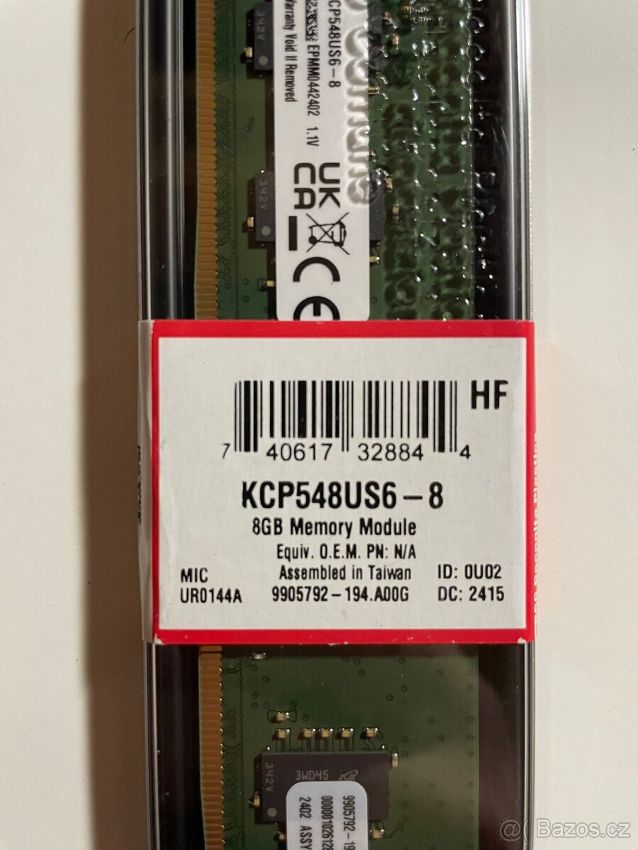 💻 Kingston DDR5 DIMM 8 GB 4800 MT/s CL40 – NOVÝ – Sokolov