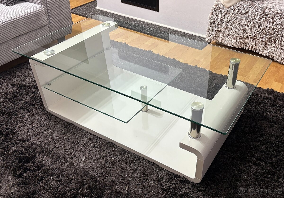 Konferenční skleněný stolek (vysoký lesk)