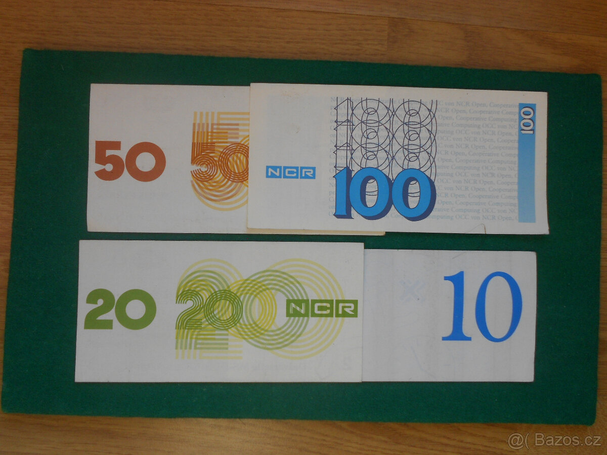 Testovací bankovky 10, 20, 50, 100,- /4 kusy/.