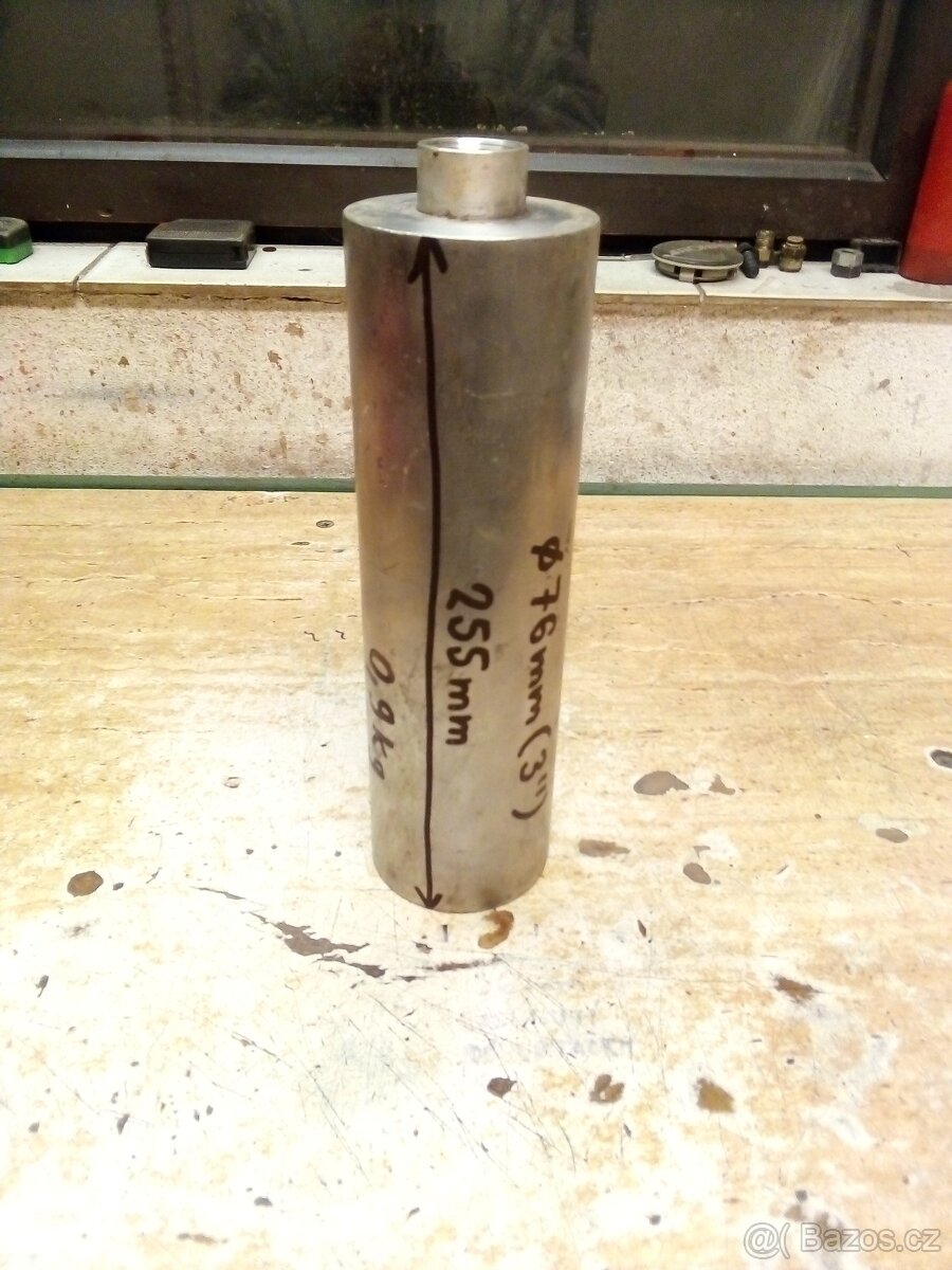 Baňka, nádoba INOX. Délka 255mm, průměr 76mm