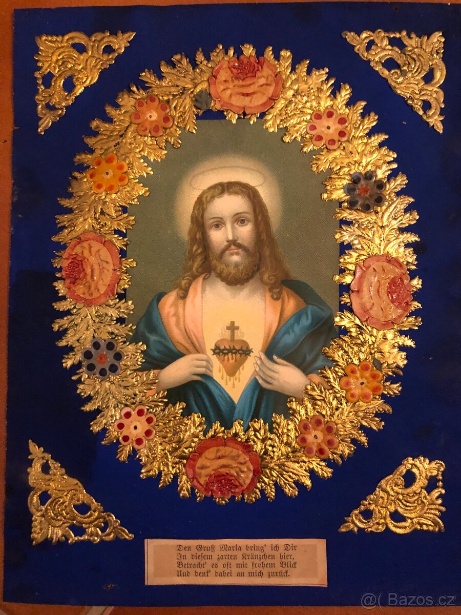 Starožitné zdobené sv. obrázky,