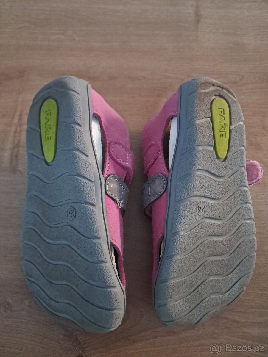 Růžové barefoot sandály Fare Bare vel. 24