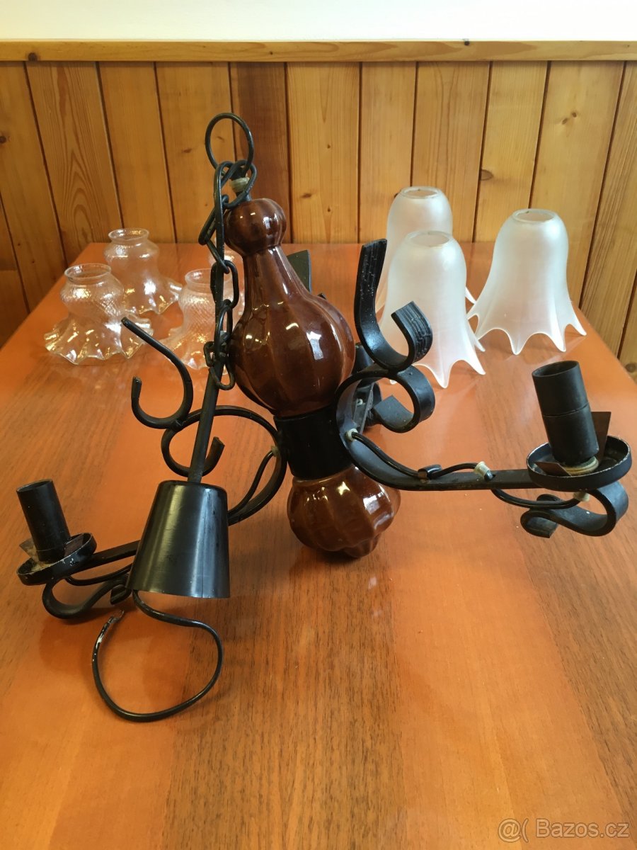 Retro keramicko - železný lustr