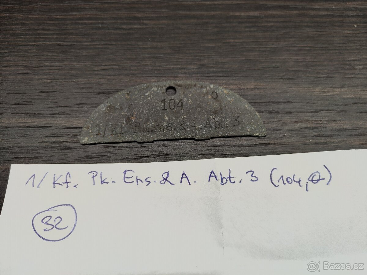 1/2 ID známka Wehrmacht 1/Kf.Pk.Ers. & A. Abt. 3