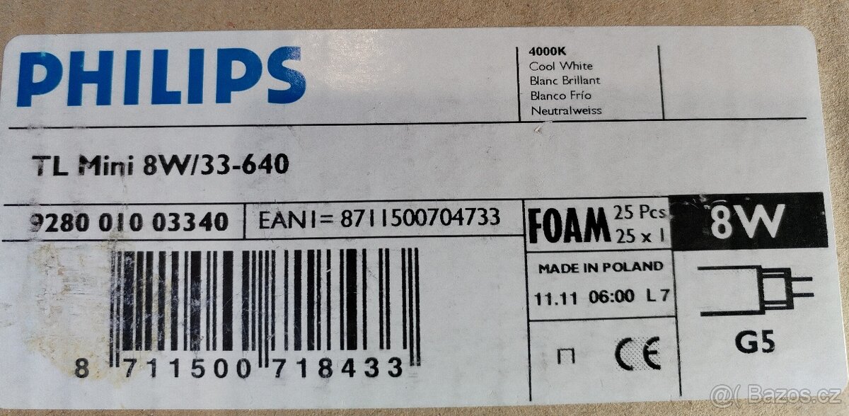 trubice TL MINI 8W/33-640 nové balení 25ks nouzové osvětlení