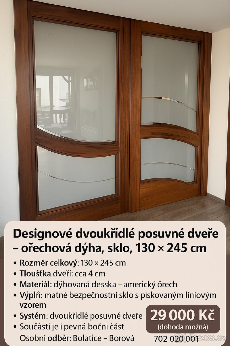 Designové dvoukřídlé posuvné dveře