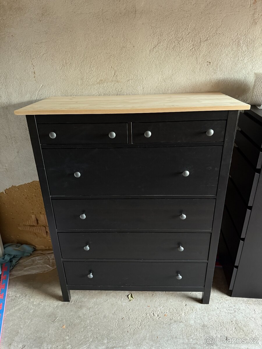 Komoda IKEA Hemnes se 6 zásuvkami - černohnědá