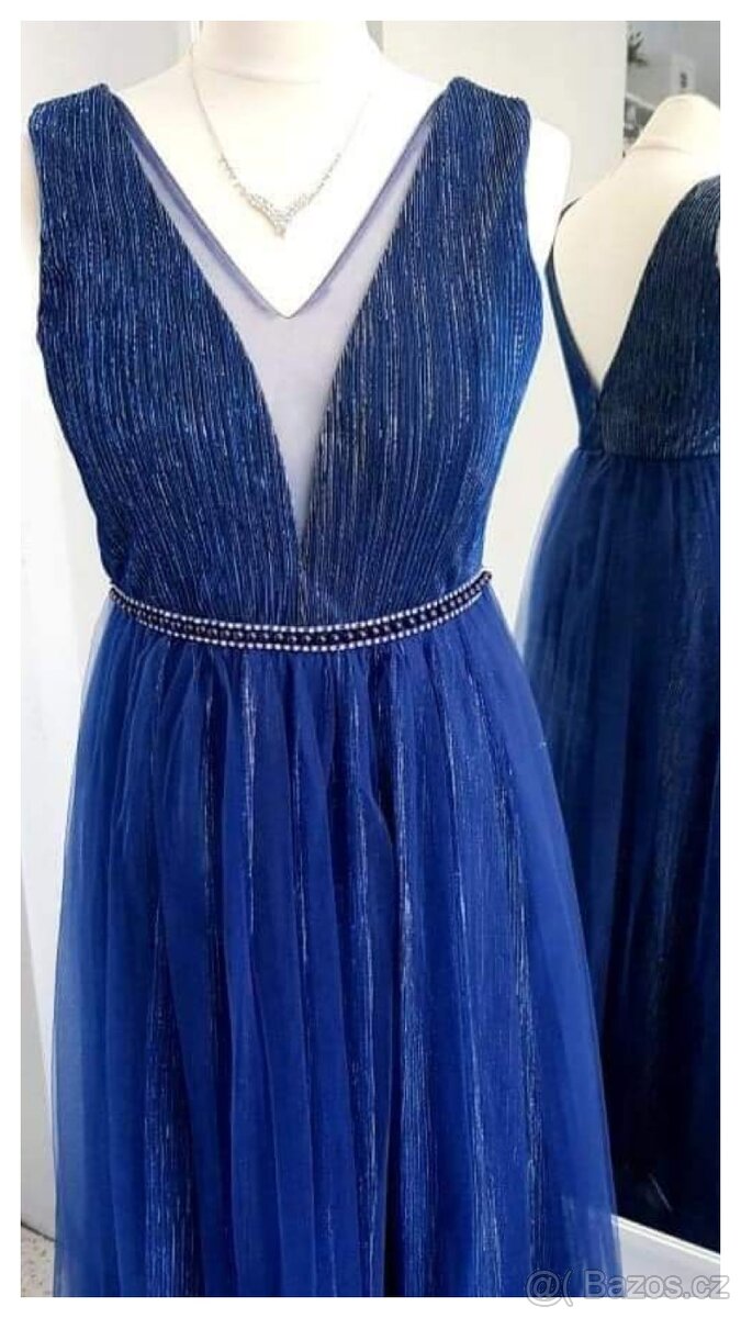 L-XL NOVÉ plesové šaty MODRÉ