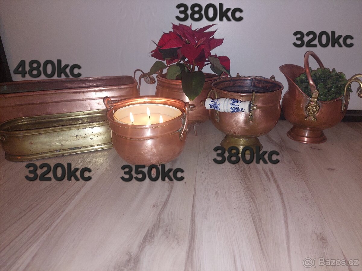 Staré MOSAZNÉ A MĚDĚNÉ NÁDOBY+kotlíky