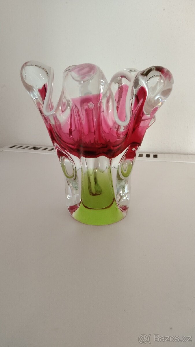 Váza hutné sklo J.Hospoda