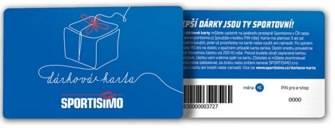 Dárková karta sportisimo - 1649 Kč