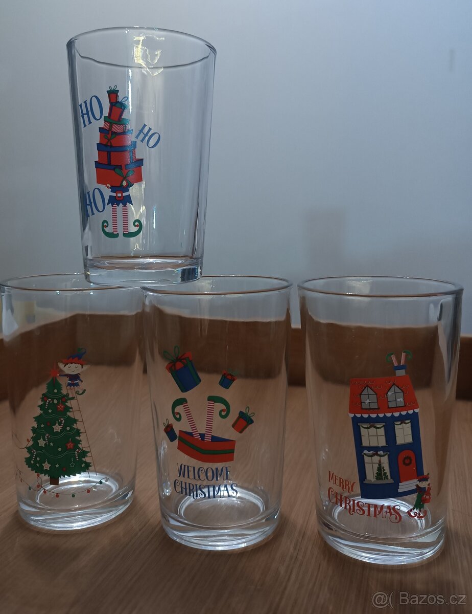 Sada vánoční sklenice Chrismas za vše 50,- Kč
