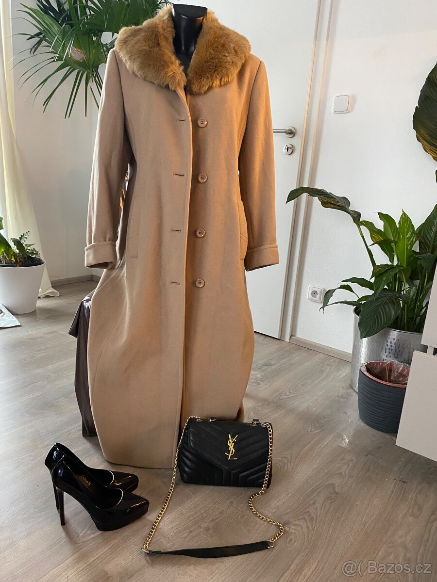 Kasmirovy vlneny kabat bezovy kozesina limec