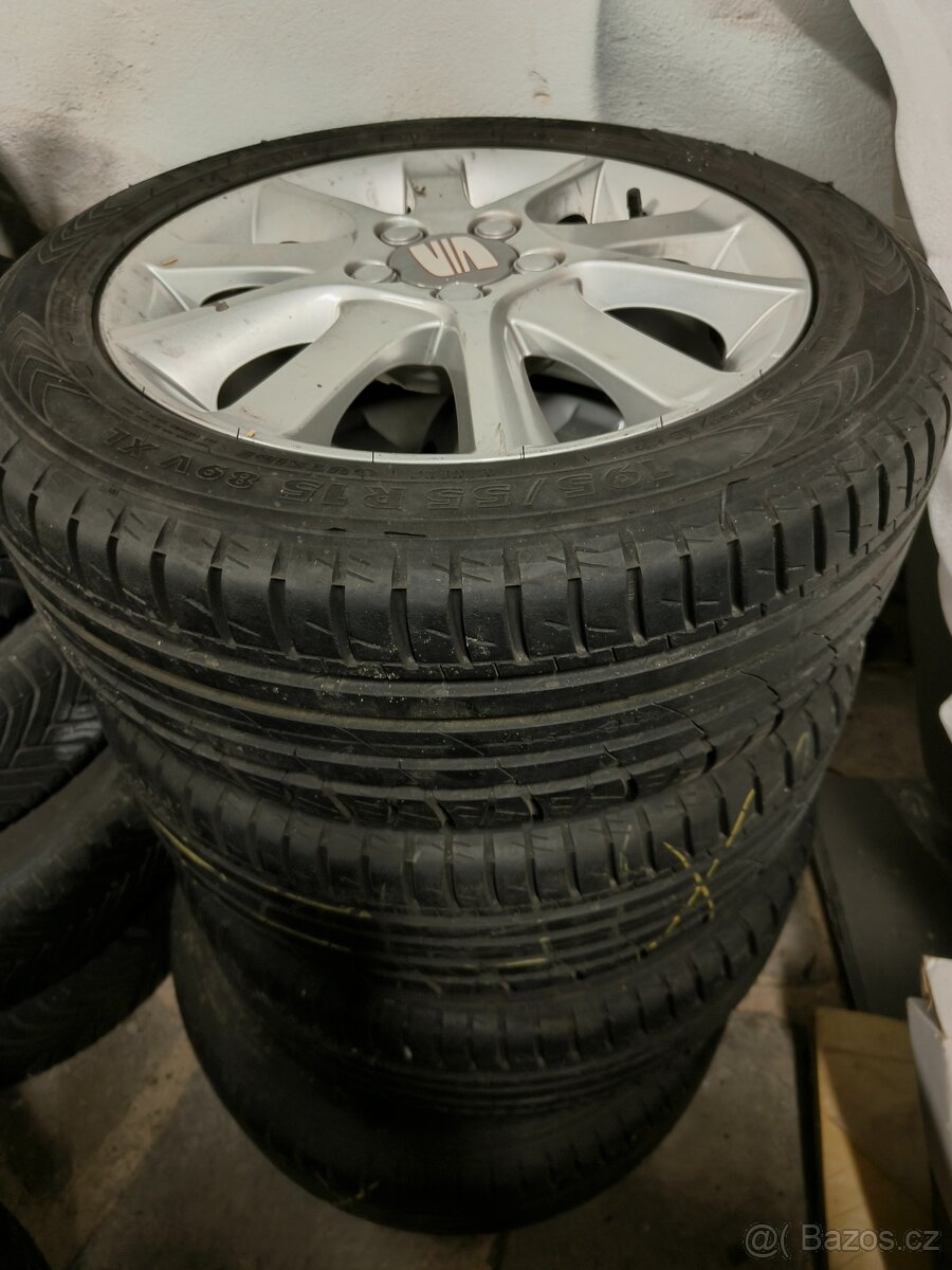 ALU Sada Seat 5x100 R15 + pneu 195/55/15