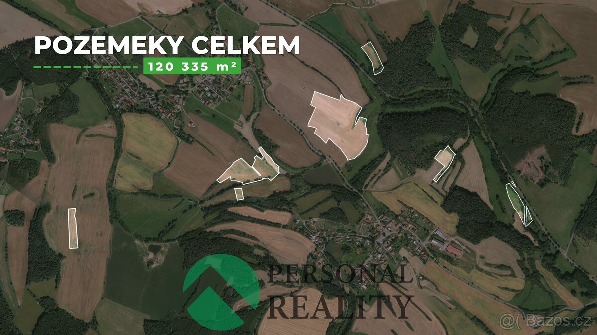 Prodej zemědělská půda, 120 335 m2 - Cetyně, okr. Příbram