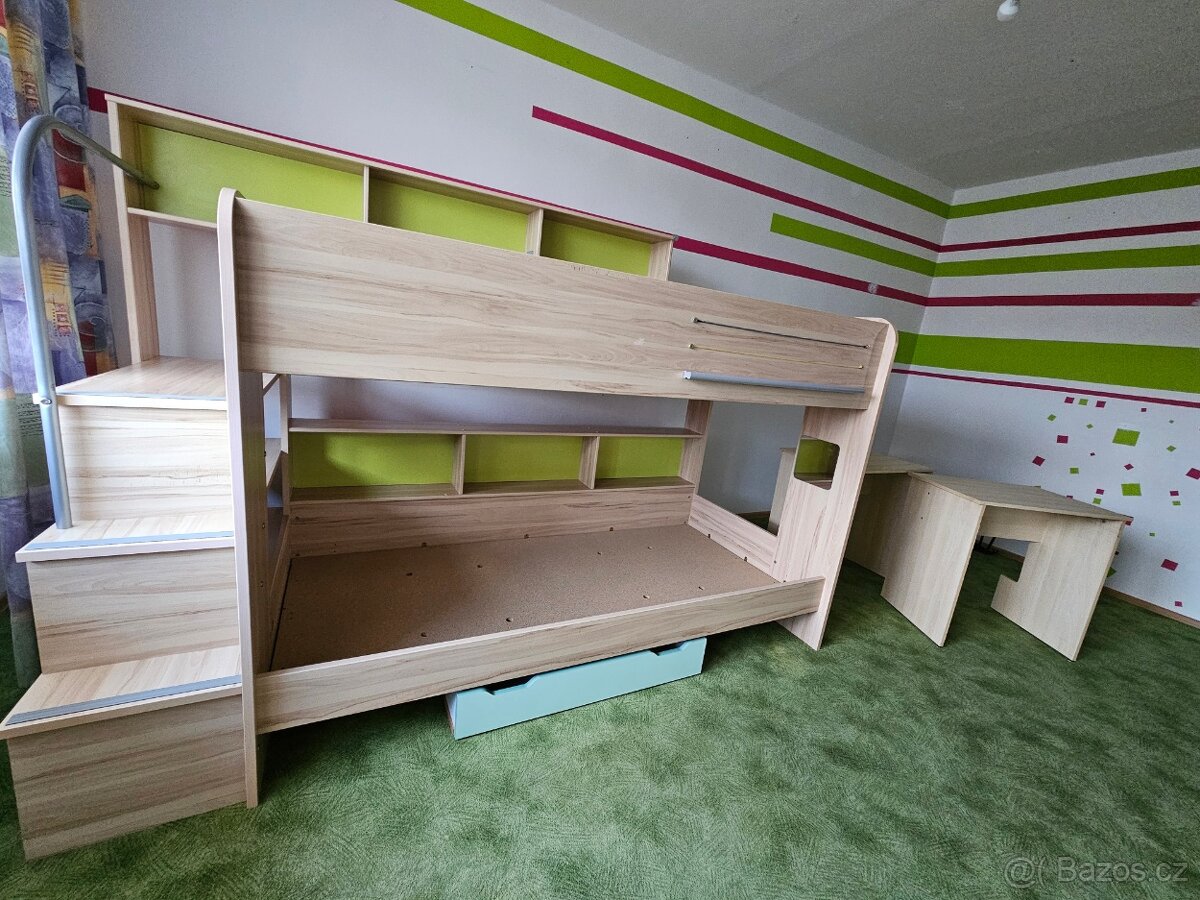 Patrová postel Bibop + 2x malý psací stůl