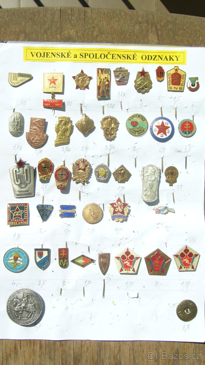 Vojenské a společenské odznaky