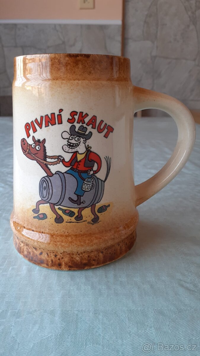 Keramický korbel - pivní skaut