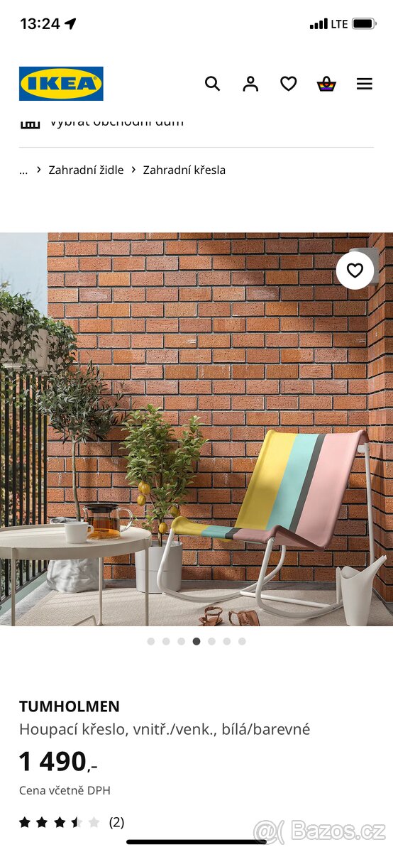 Houpací barevné křeslo ikea
