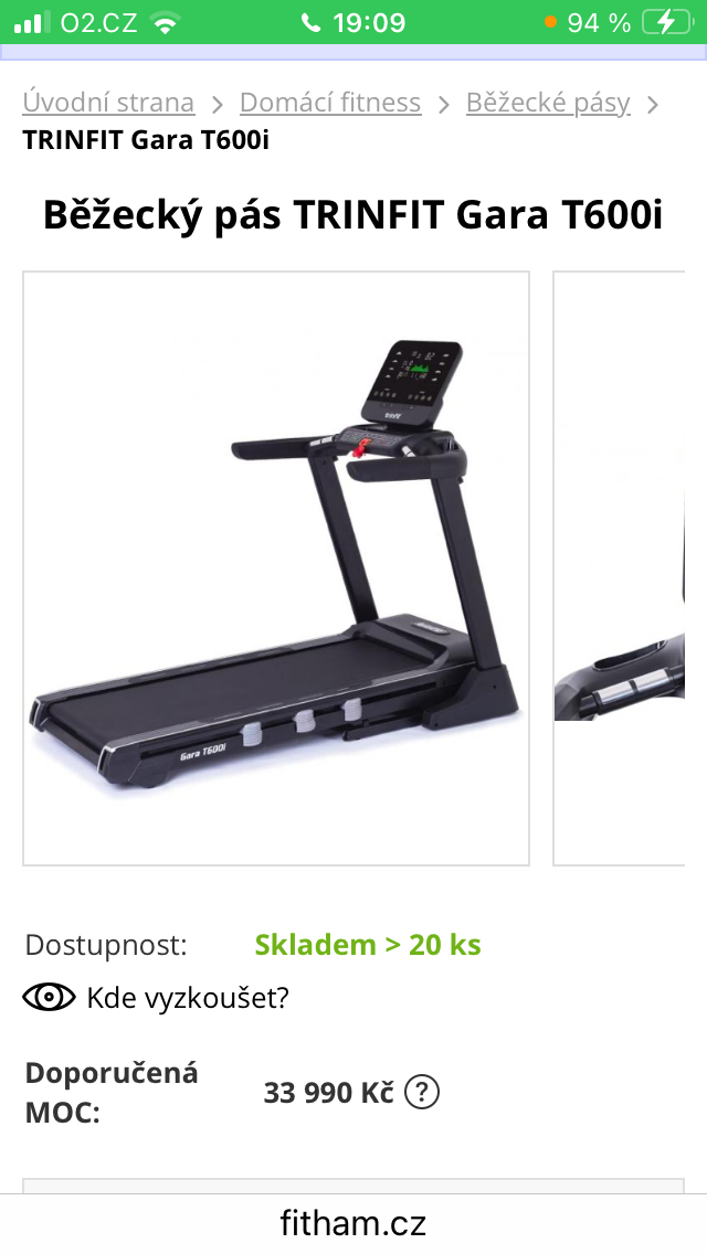 Běžecký pás Trinfit Gara t600i
