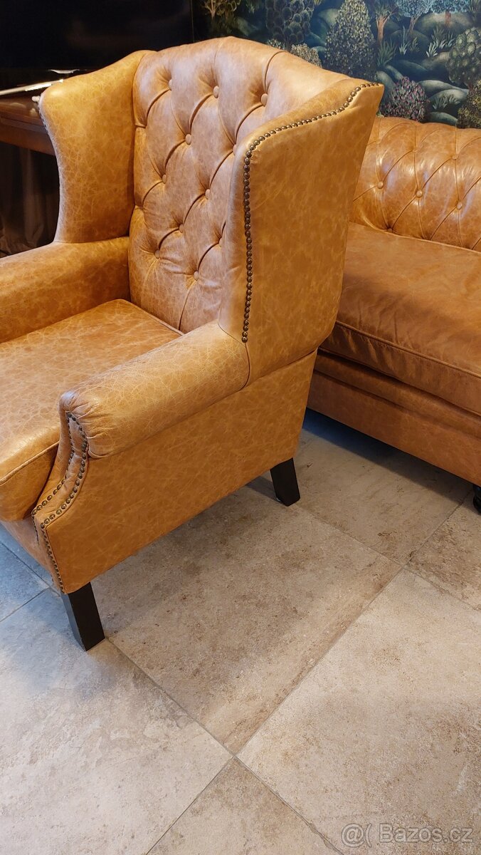Kožená sedačka Chesterfield