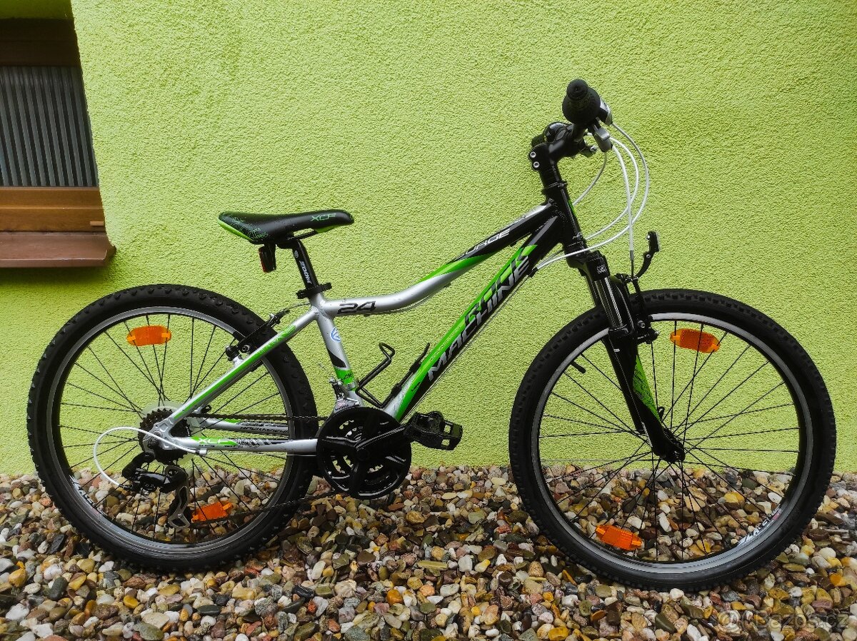 Značkové dětské kolo ROCK MACHINE 24" (stříbrná/zelená)