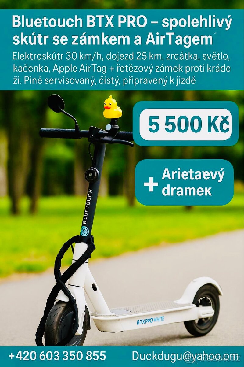 Skútr s Apple GPS AirTag – bezpečný, rychlý, připravený