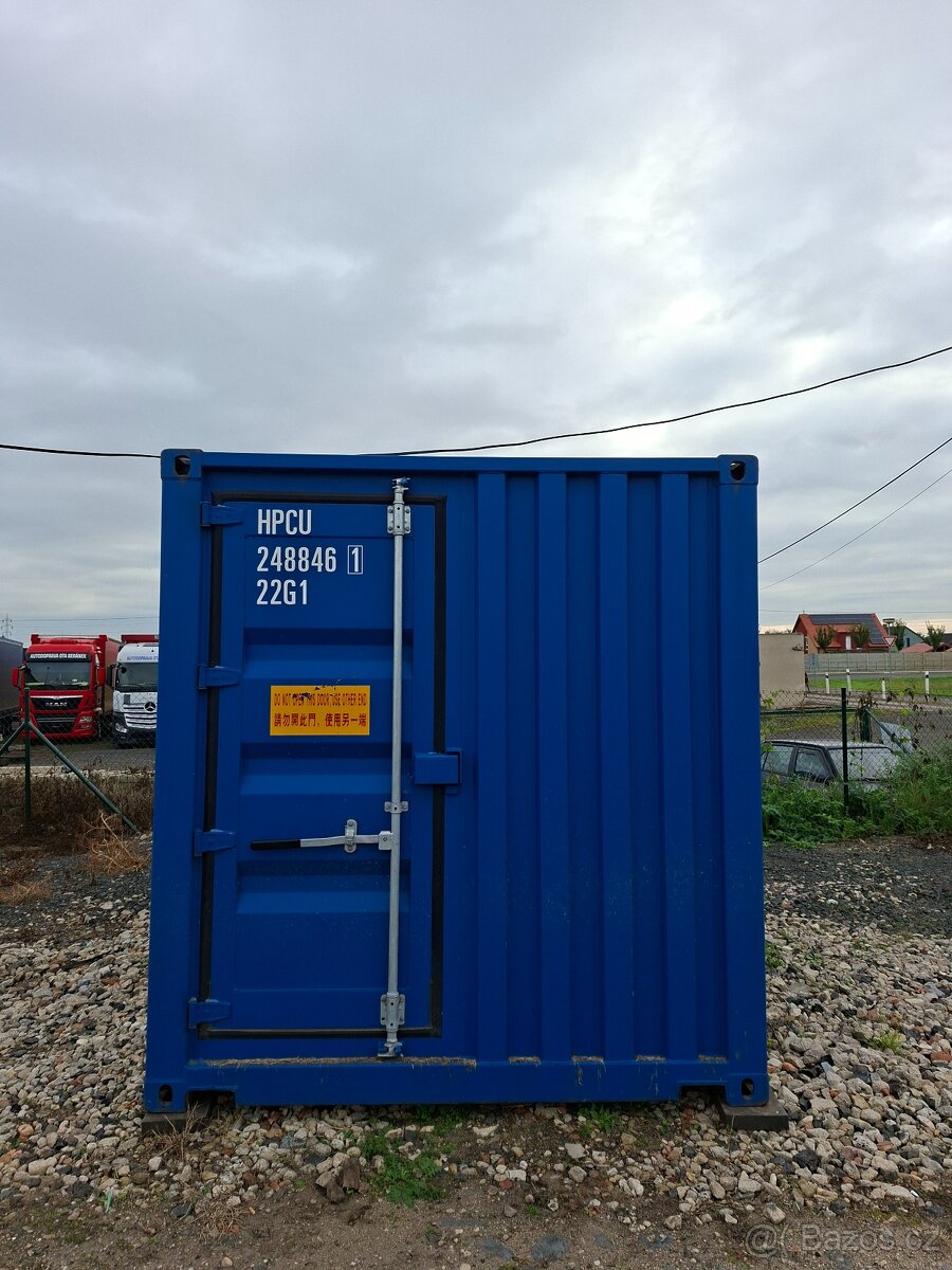 Modrý lodní kontejner 20' se 3 dveřmi – flexibilní.