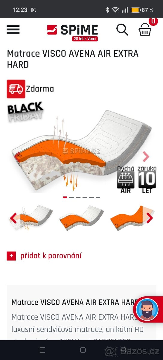 Nová matrace extra hard i s dokladem