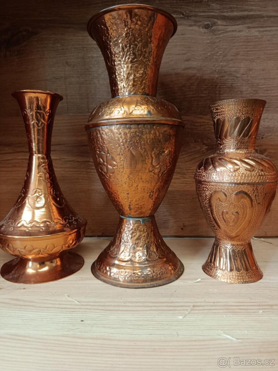 Vázy měď-3ks