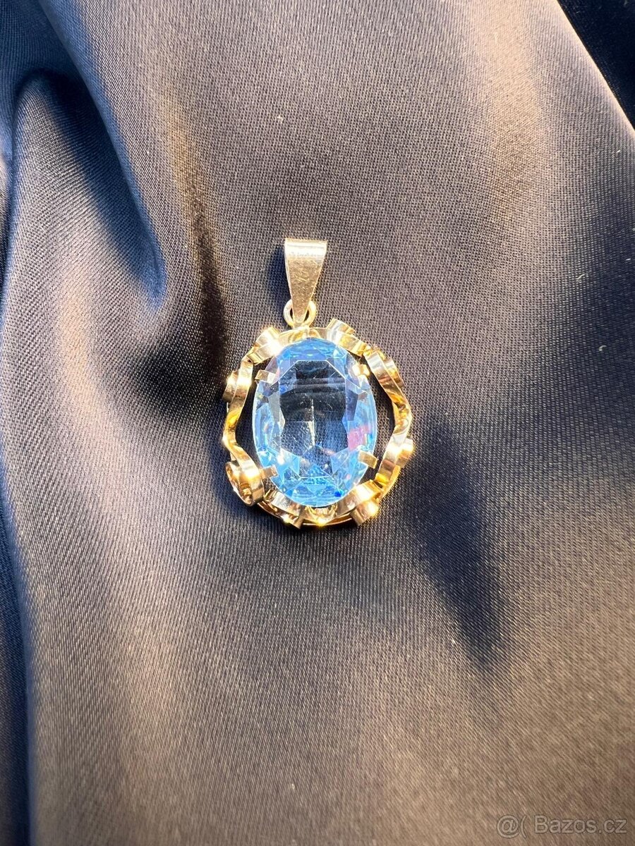 💎Krásný zlatý přívěsek s akvamarínem 585 – 4,44 g