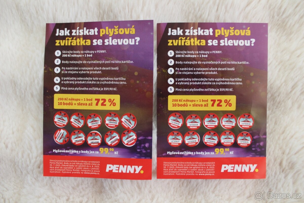 Penny body na plyšáky - 2 kartičky