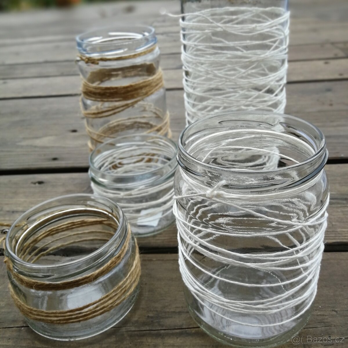 Svícny / sklenice s provázkem