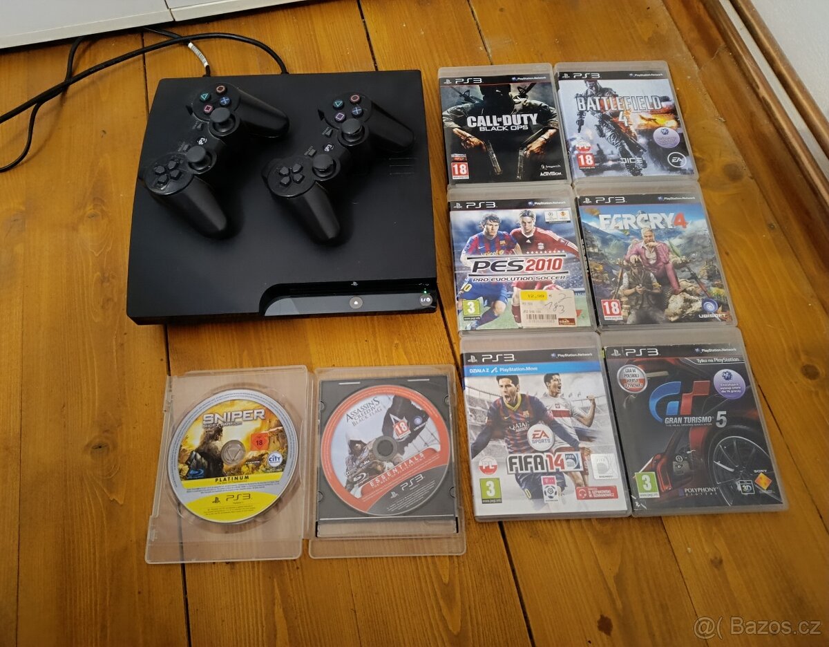 PS3 Slim 160GB, 2x ovladač + hry / PlayStation 3