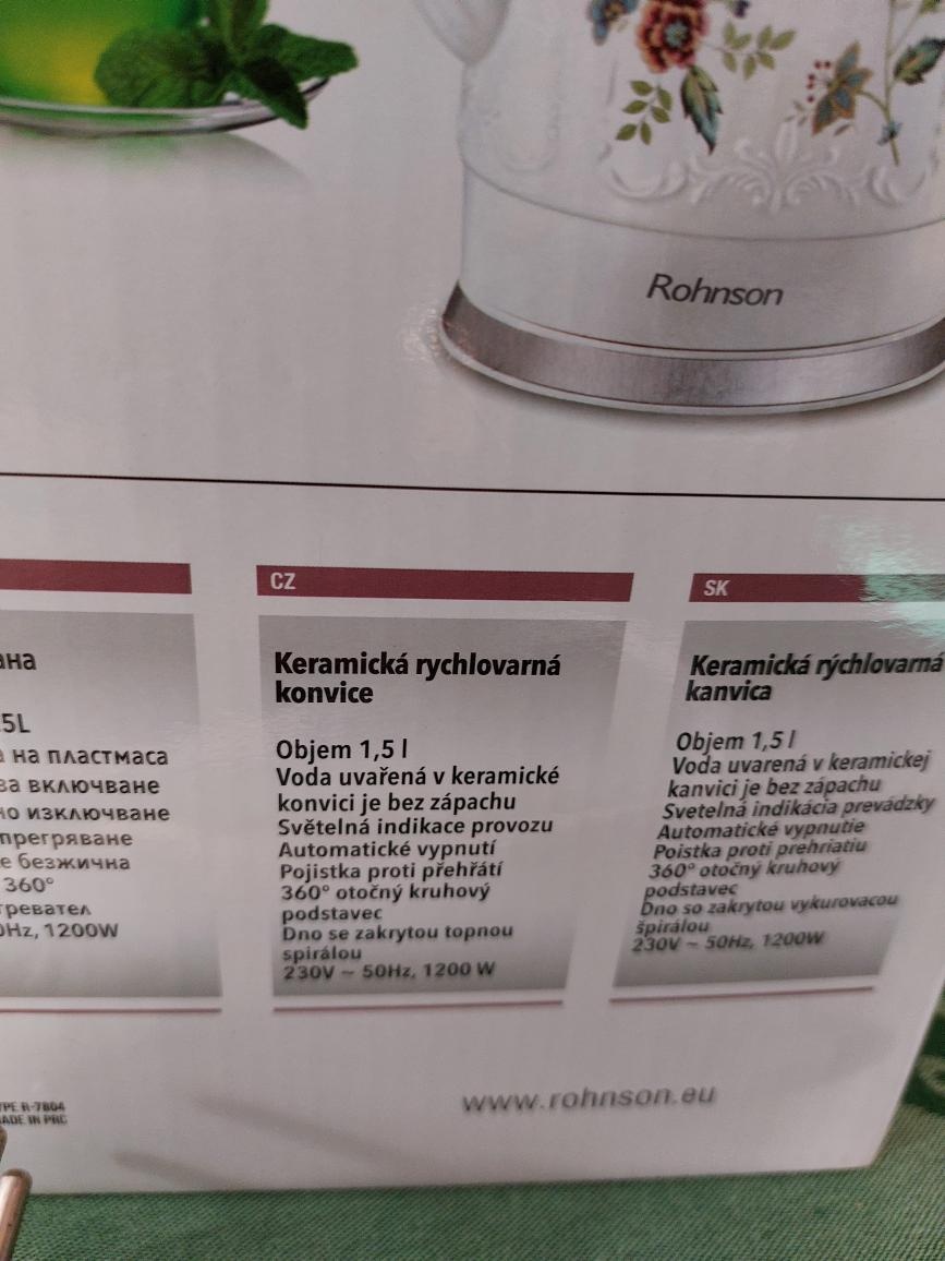 rychlovarná konvice keramická ROHNSON
