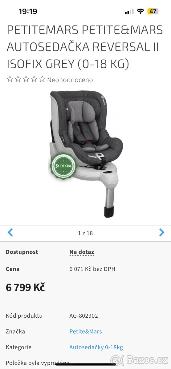 Autosedačka 0-18 kg