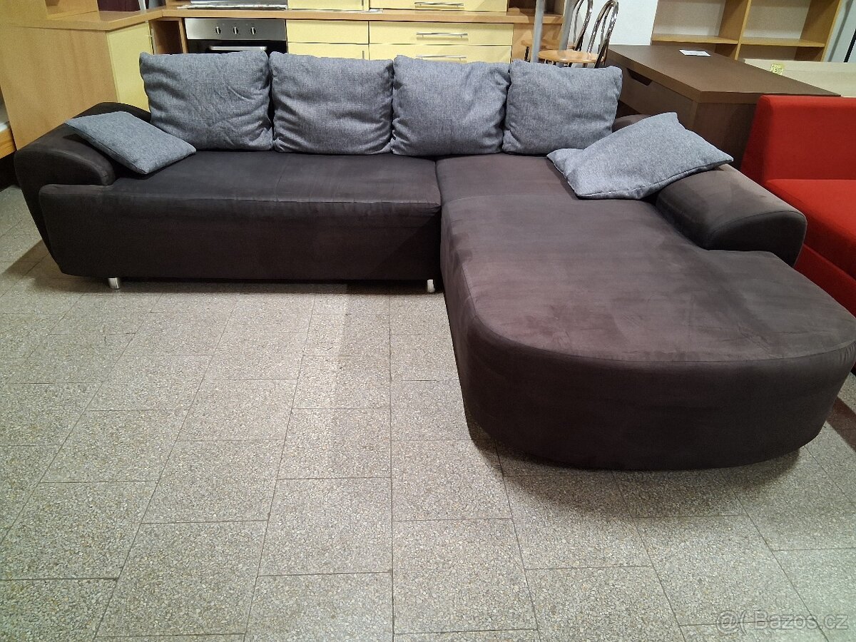 Sedačka rohová rozkládací hnědá