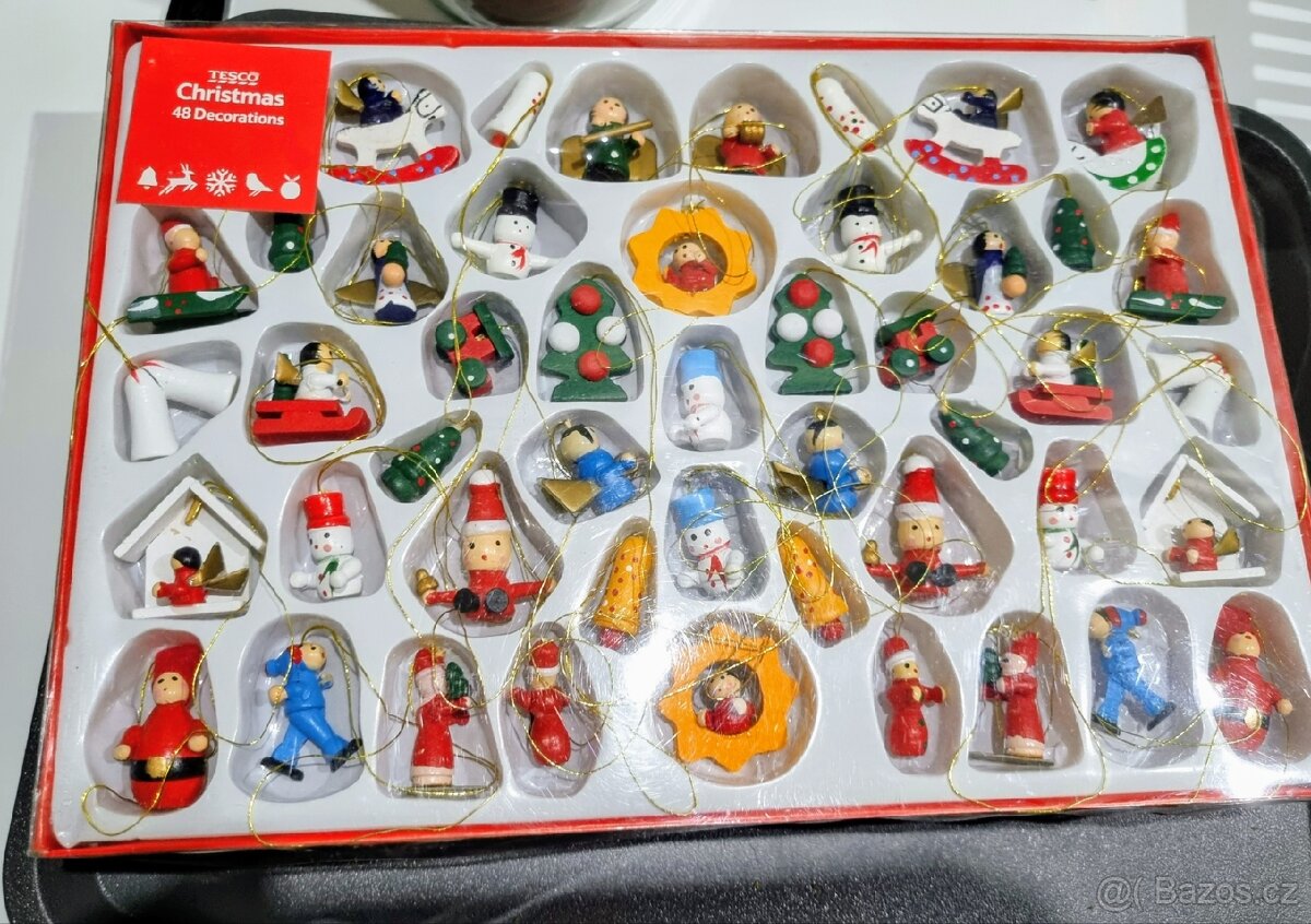 Vánoční dřevěné ozdoby 48 kusů