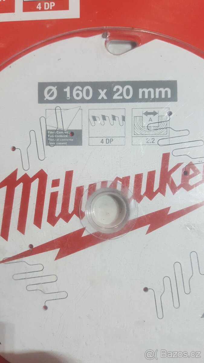 Milwaukee kotouče 190 mm na cementové desky 4 zuby