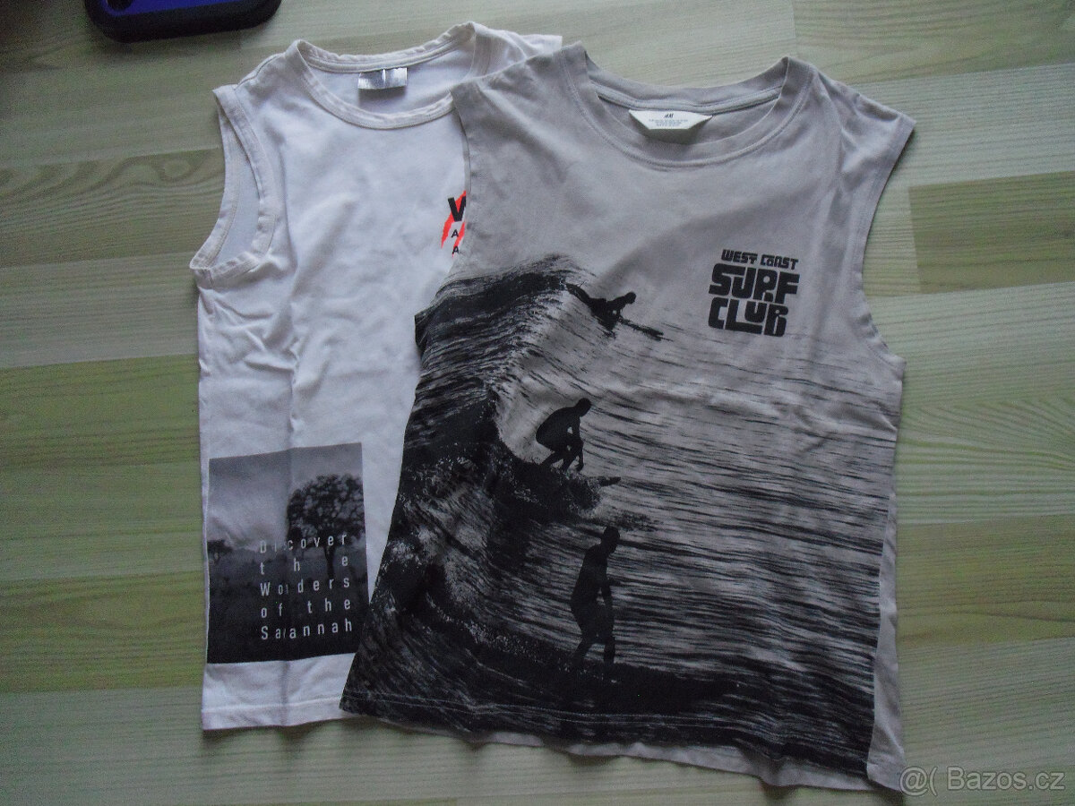 2x triko bez rukávů H&M, KIK vel. 146/152