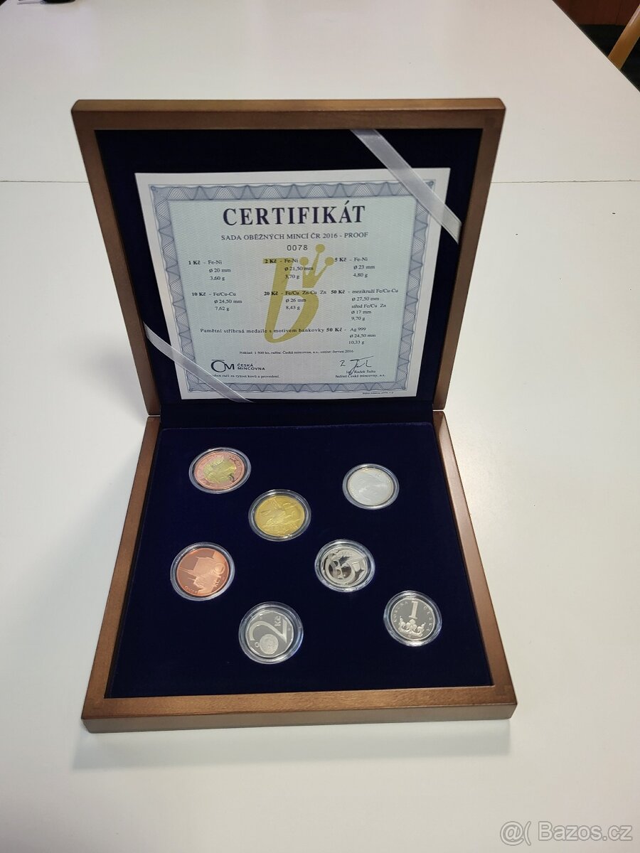 Sada oběžných mincí 2016 proof - dřevěná etue