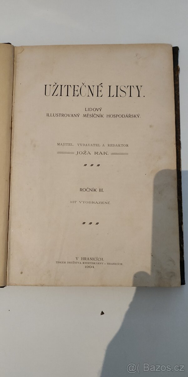 Stara kniha Uzitecne listy rok 1904