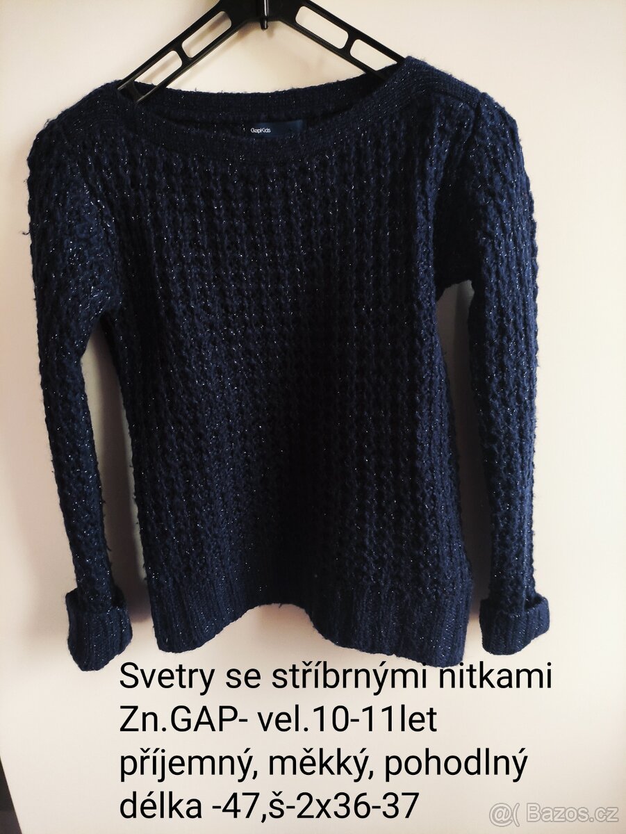 Vánoční svetr- Zn.Gap-11-12let, třpytivý, stříbrný