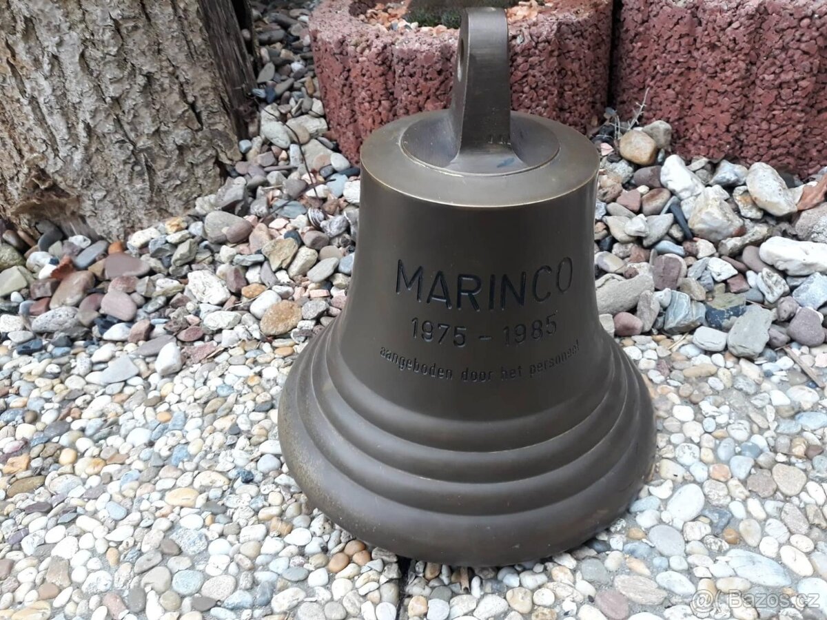 Starý mosazný lodní zvon Marinco 1975-1985 Holandsko