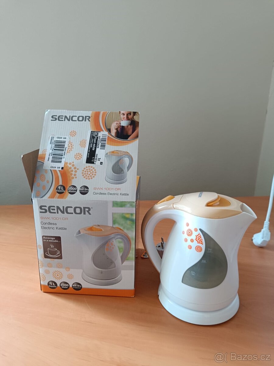 Rychlovarná konvice 1L zn. SENCOR SWK 1001 OR 2000W v záruce