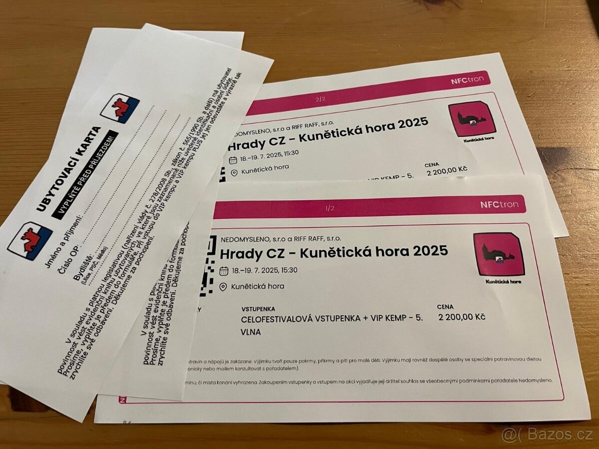 Lístky včetně V.I.P. kemp Hrady CZ Kunětická hora 2025