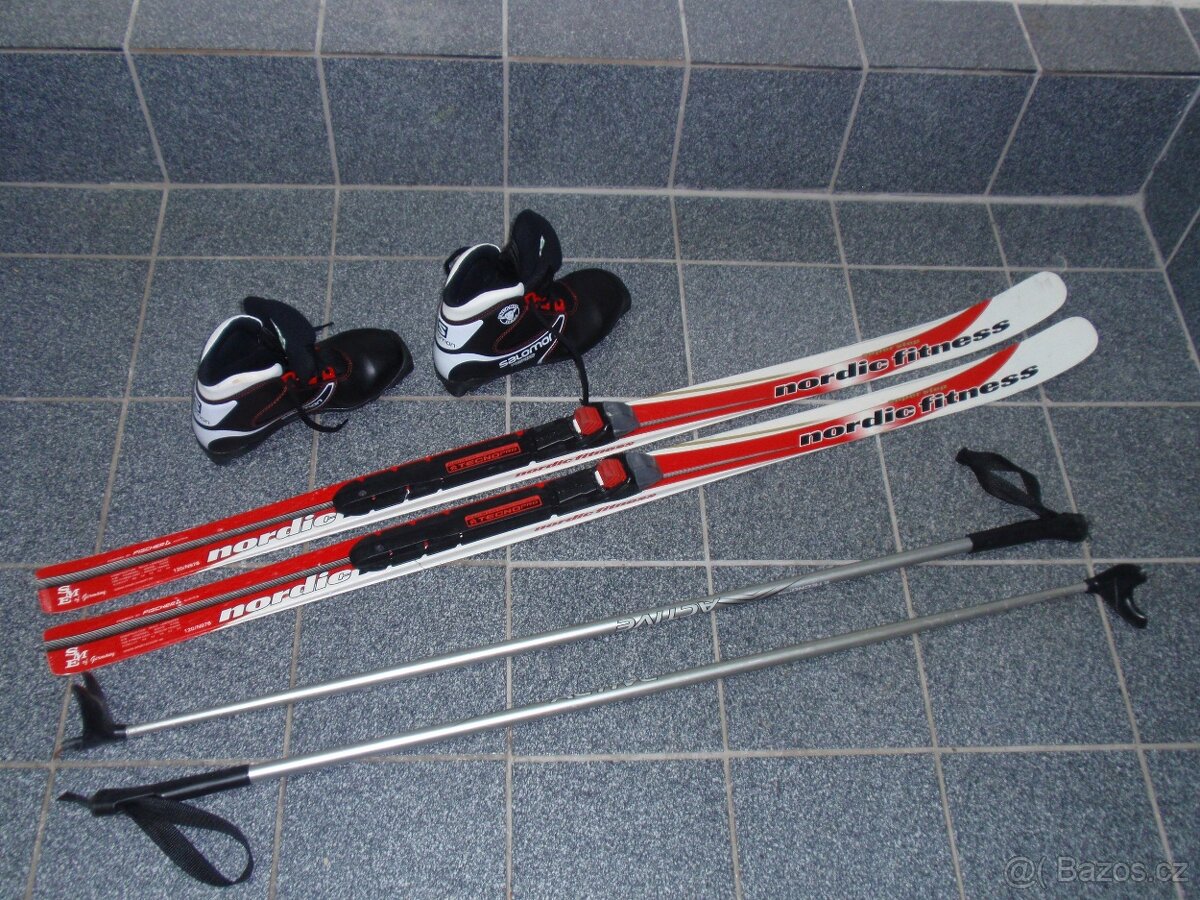 SET BĚŽKY FISCHER 120 CM+BOTY VEL.36,5+HŮLKY 105 CM